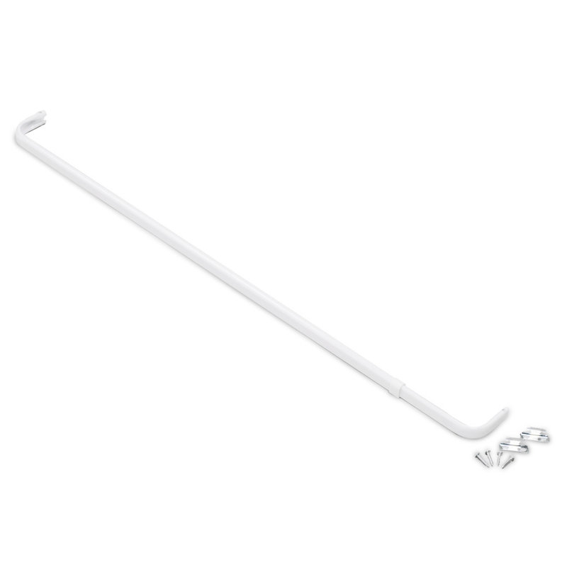 White Adjustable Steel Single Curtain Rod, 18-28 inches