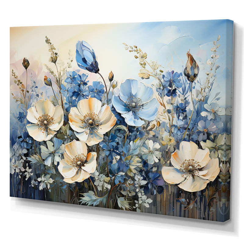 «White and Blue Bonnets Country Charm», reproduction sur toile, Toile tendue, H 24 po x l 32 po x P 1 po