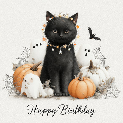 «Pumpkin Patch Birthday Cat», art mural sur toile tendue