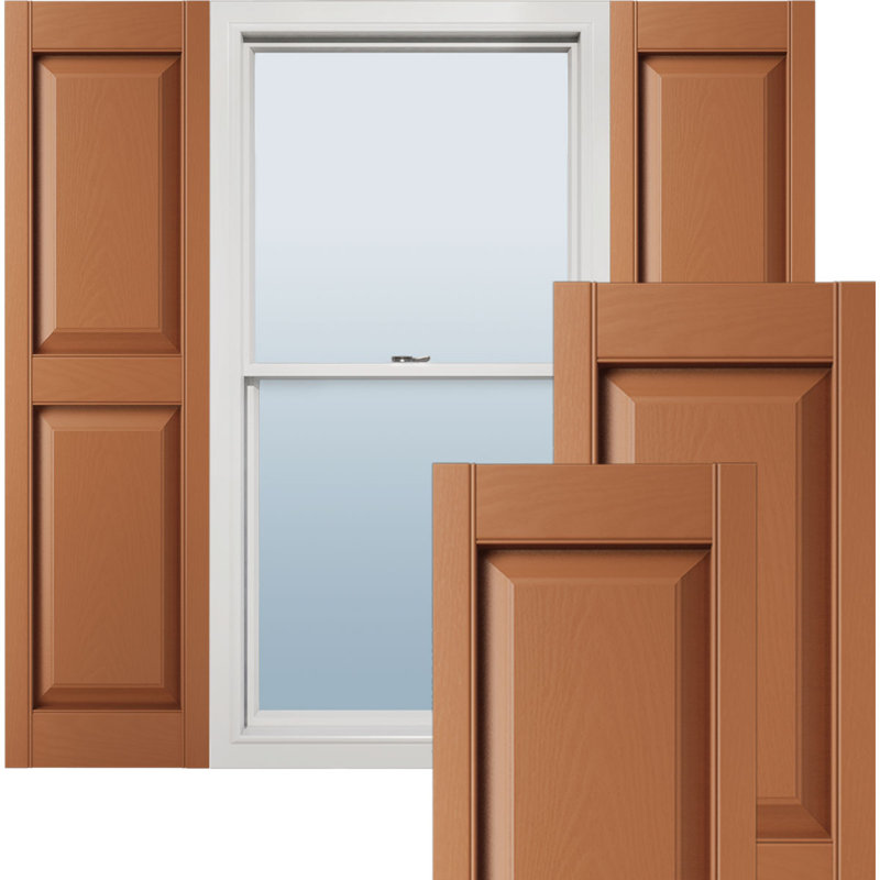 Lifetime Vinyl, TailorMade Two Equal Panels, Raised Panel Shutters, w/Shutter-Loks (Per Pair), Treated Cedar, 67'', 12''