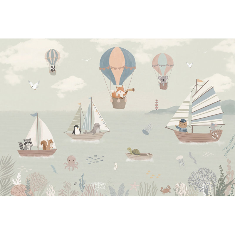 Décoration murale amovible voilier Cloudy Sky, 140 po x 108 po, Peler et coller