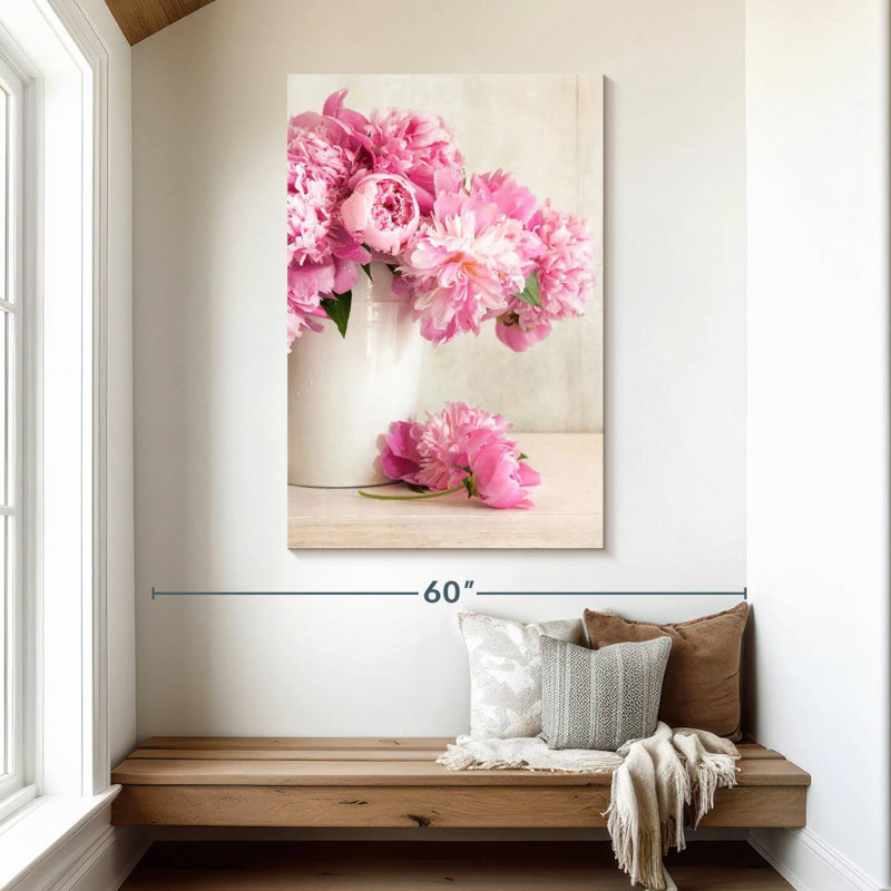 Pivoines roses fraîches, H 48 po x l 32 po