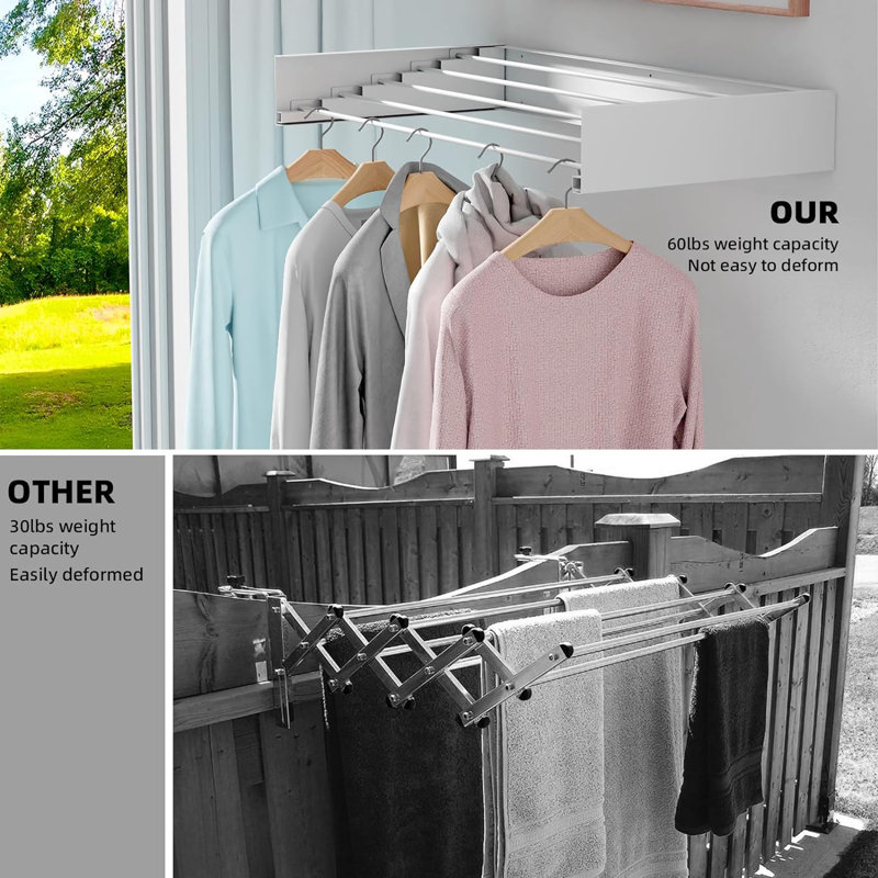 Séchoir à linge pliable, mural, séchoir à vêtements, 31,5 po de largeur