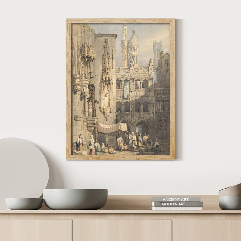 «Vintage Cathedral Church Cityscape» sur papier, Naturel, H 16 po x l 12 po
