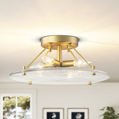 Plafonnier encastré en verre 4 lumières
