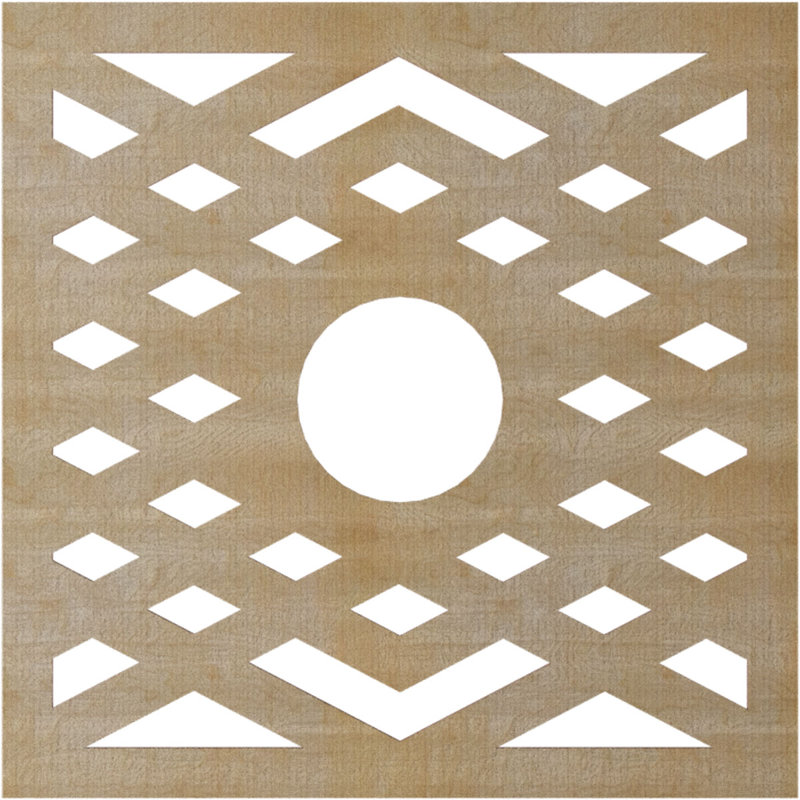 Médaillon de plafond à chevrons, Bouleau, H 32 po x l 32 po x P 0,38 po