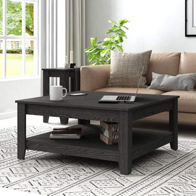 Justine Basilico Coffee Table with Storage, Dark Gray Oak