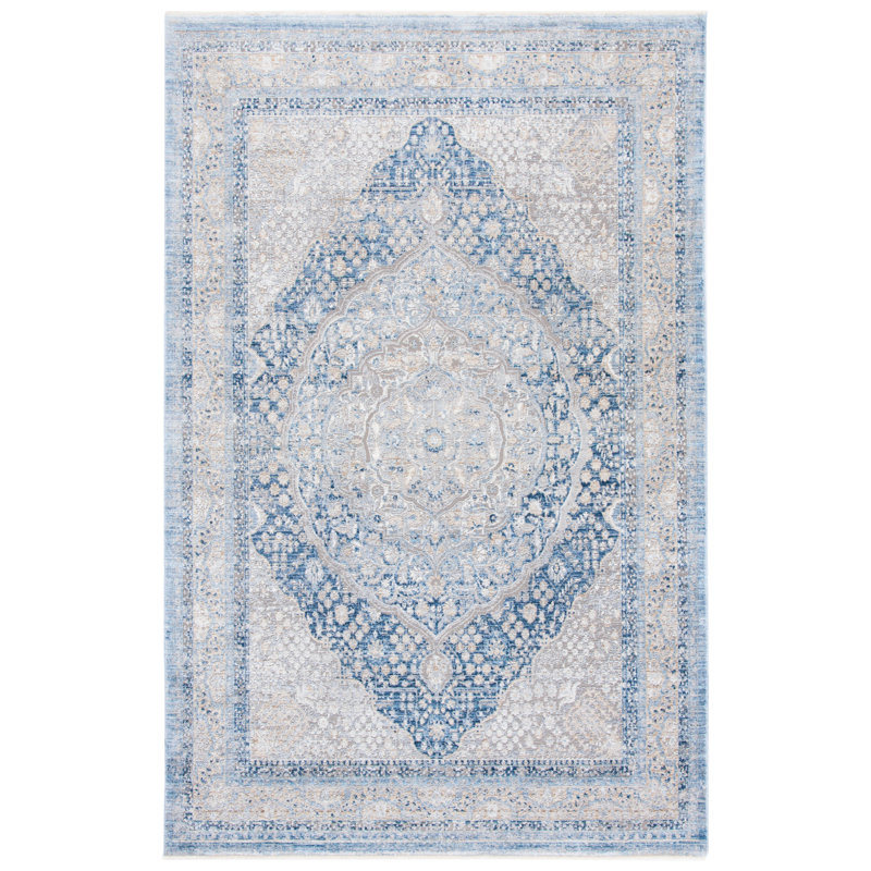 Tapis bleu marine / gris, Rectangle 8 pi x 10 pi