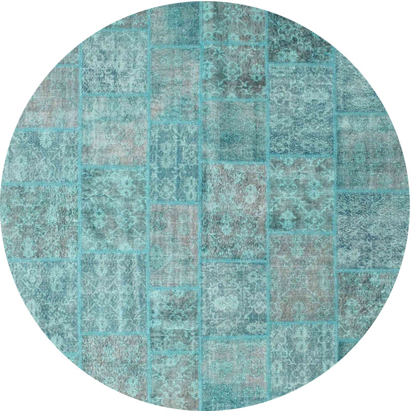 Tapis bleu Patchwork, Rond 8 pi