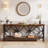 70.9" Extra Long Industrial Console Table, Narrow Sofa Table Behind Couch With Open Storage Shelves, Rustic Entryway Table