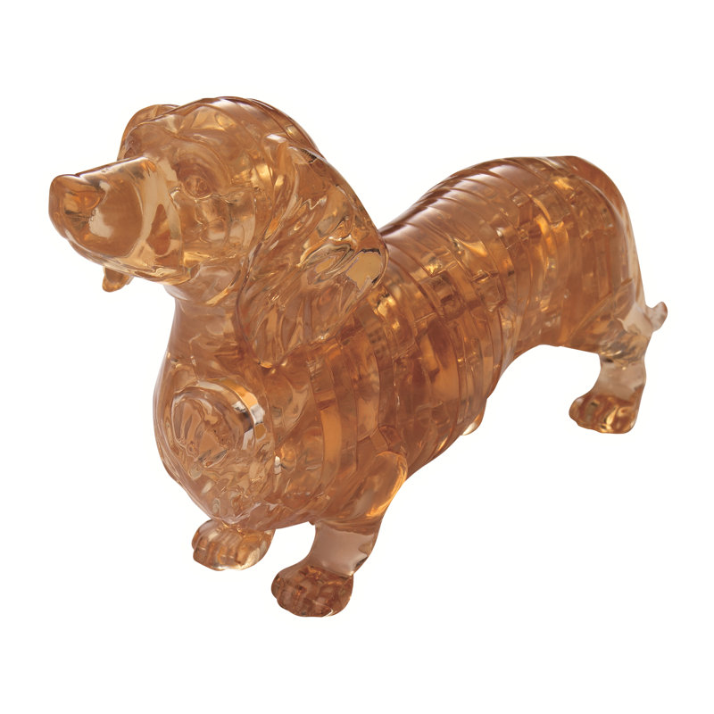 Amber Dachshund 3D Crystal Puzzle with Interlocking Pieces