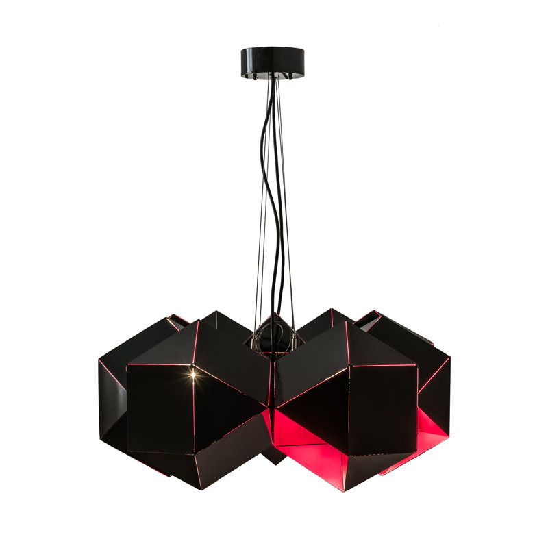 Vierzehn 9 - Light Chandelier, Mirror Black/Gold