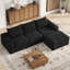 Canapé modulaire Boneless de 106,7 po avec siège profond, canapé rembourré en forme de L pour le salon, canapé moderne à 3 places sans os avec repose-pieds mobile, housse amovible, aucun assemblage requis-1040712861