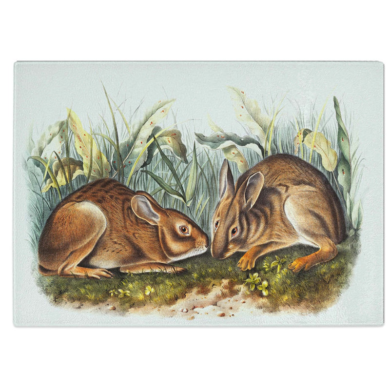 Glass Marsh Hares by J.W. Audubon Chopping Board, 28.5 cm W x 20 cm L