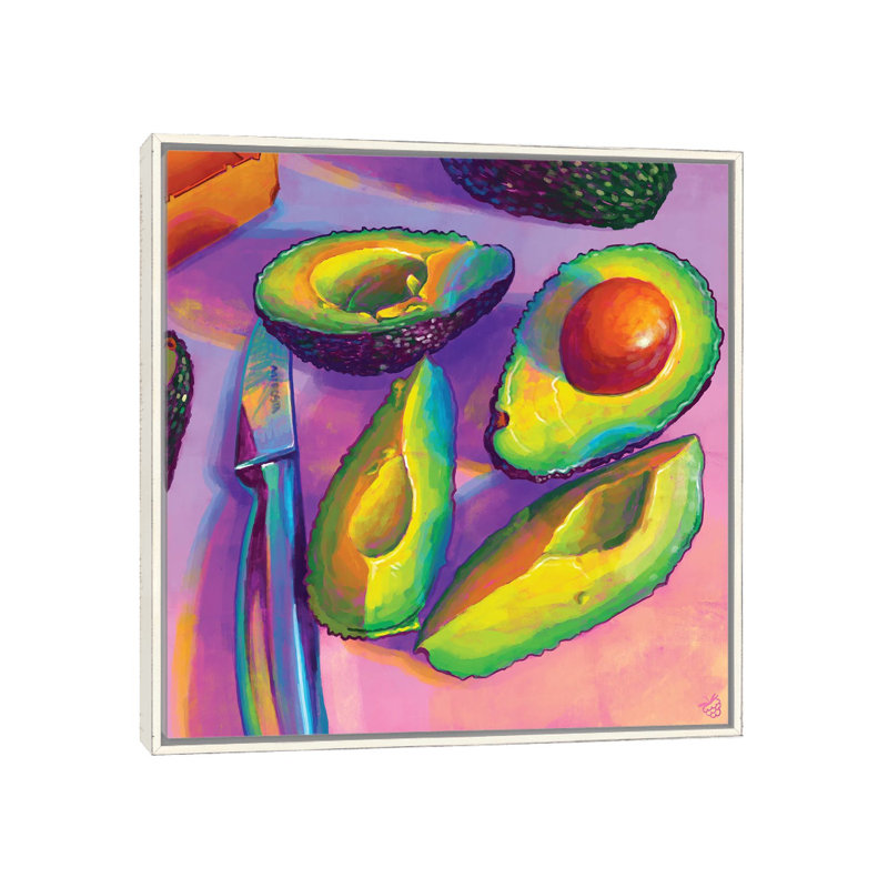 Avocado And A Half - Wall Art Print - Framed Canvas, 26" H x 26" W, Floater Framed Canvas without Mat, Distressed White
