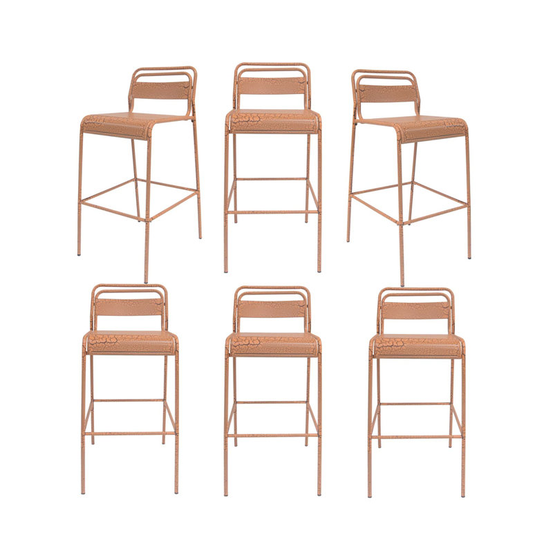 Tabouret de bar extérieur Carmella (ensemble de 6), Orange, 6
