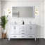 Meuble-lavabo blanc 60 po X P 22 po D, dessus en quartz blanc et ensemble de robinet-117978828
