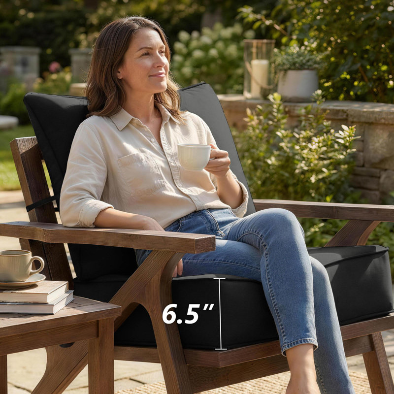 Ensemble de coussins d'extérieur l 6 po x P 24 po Wynee, Noir