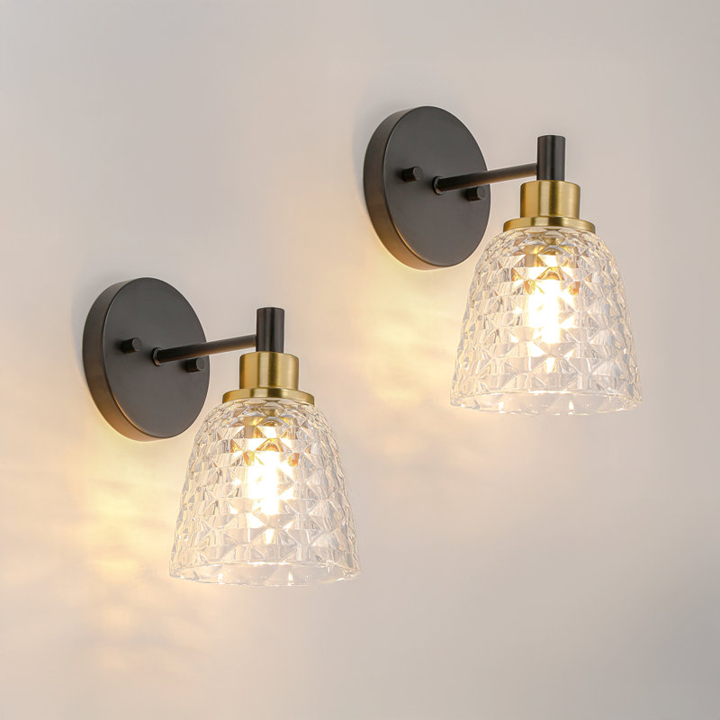 Ensemble de meuble-lavabo en verre texturé 1 lumière 5 "à 5 lumières (ensemble de 2), 1