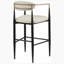 Ensemble de 2 chaises de bar rembourrées en tissu beige-427319661
