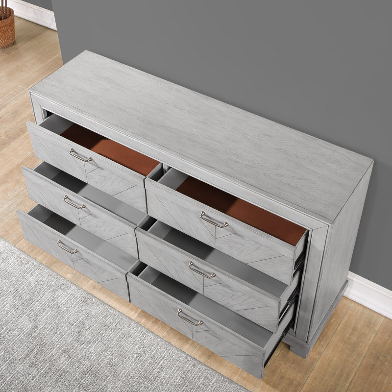Commode 6 tiroirs Altha, gris