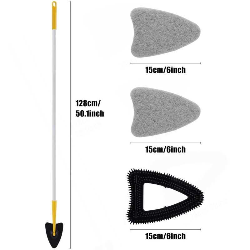 Brosse à récurer pour carrelage de baignoire 2 en 1 Brosse de nettoyage Pole Stiff Bristles Tampons à récurer pour le nettoyage de la cuisine de la salle de bain