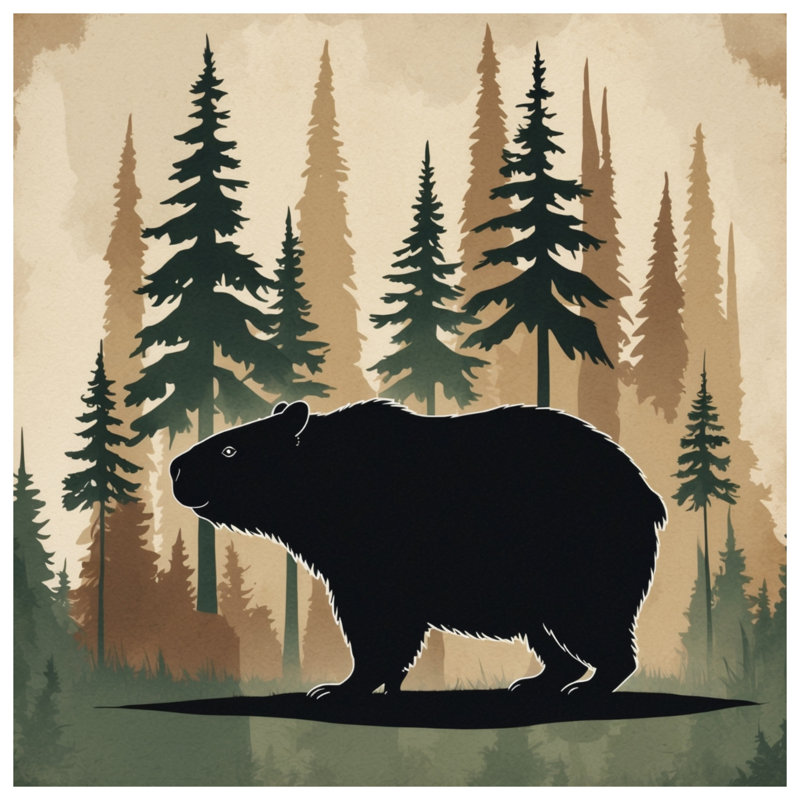 Tapisserie Capybara Silhouette Forest - décoration murale Capybara, H 50 po x l 60 po avec 4 œillets