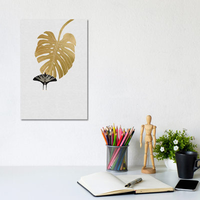 Butterfly & Monstera - Wrapped Canvas Painting