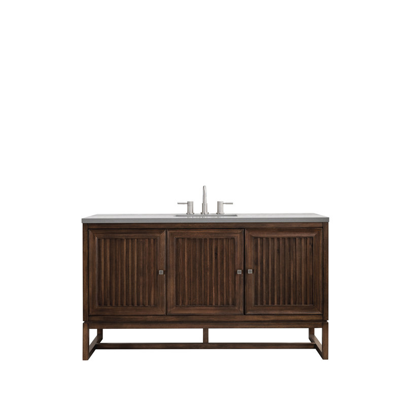Athens 60'' W Single Vanity, Carrara White, Glossy White, 8" Widespread