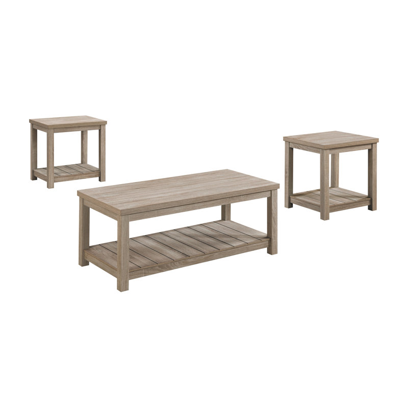 Ariel Greige 3-piece Occasional Set with Bottom Shelf