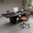 Black Rectangular Solid Wood Writing Desk-31162844