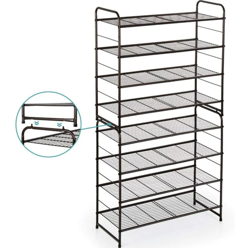 12 Pair Stackable Shoe Rack, Bronze