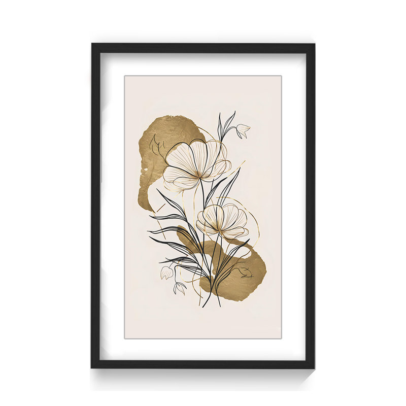 Fleurs inspirées de la nature et or par Andreas Magnusson, H 48 po x l 32 po