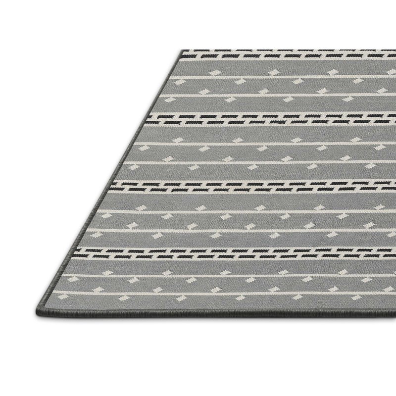 Tapis gris/zone noire contemporaine, Rectangle 5 pi x 7 pi
