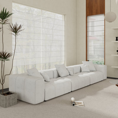 Kay Crumley 3-Piece Upholstered Boneless Modern Linen Fabric Modular Sofa