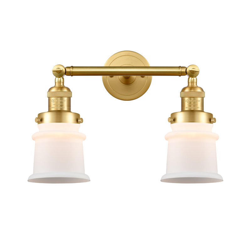 Alexandira 2 - Light Dimmable Vanity Light, Matte White Cased, 6 Watt Vinage LED Bulb, Satin Gold