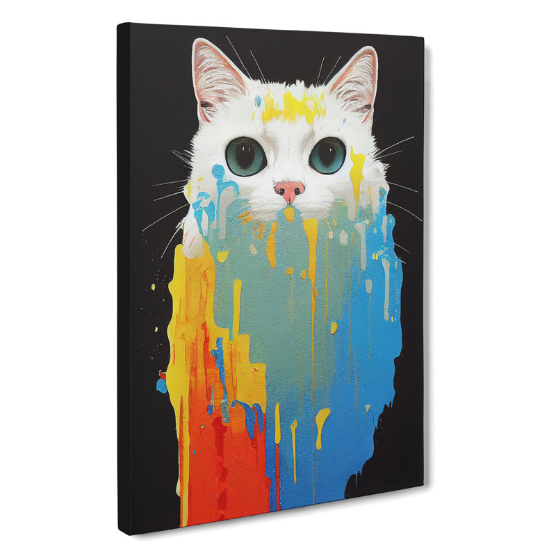Cat Dripping Paint No.5 - Wrapped Canvas