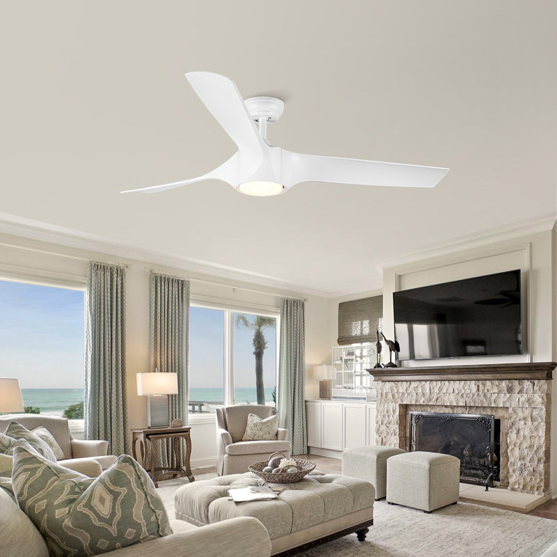 Ventilateur de plafond à DEL 56 pouces avec pales en ABS blanc
