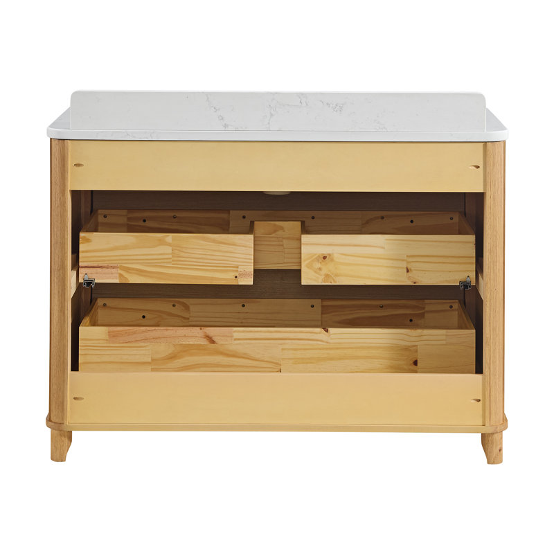 Meuble-lavabo simple 48 po avec comptoir Statuario, 48", Chêne naturel rehaussé