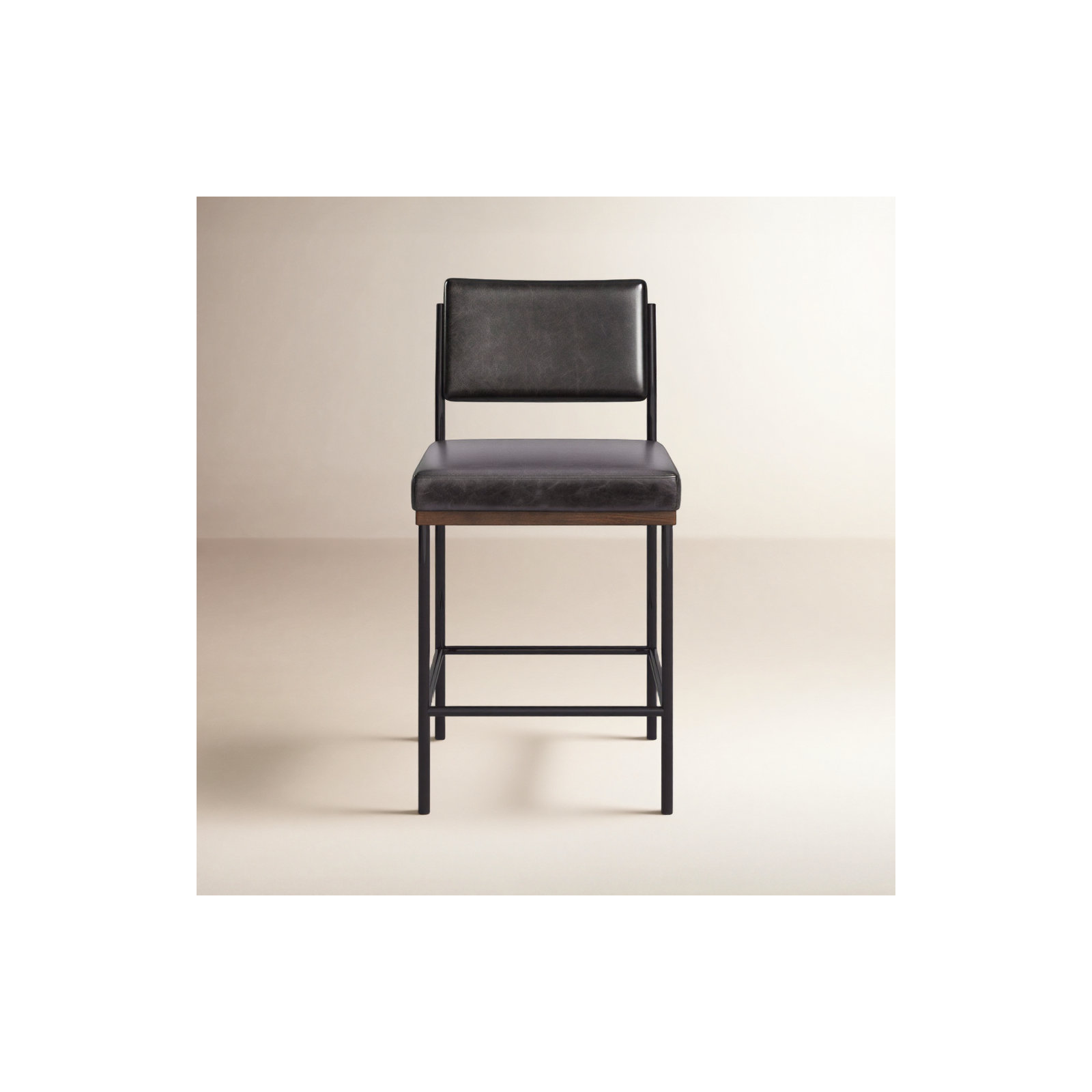 Popovich Stool, Sonoma Black/Genuine Leather, Counter Stool (26.42" Seat Height)