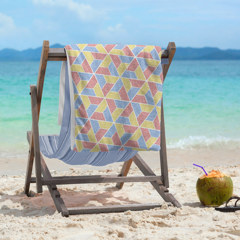 Serviette de plage trapézoïdes, Rouge/bleu/jaune