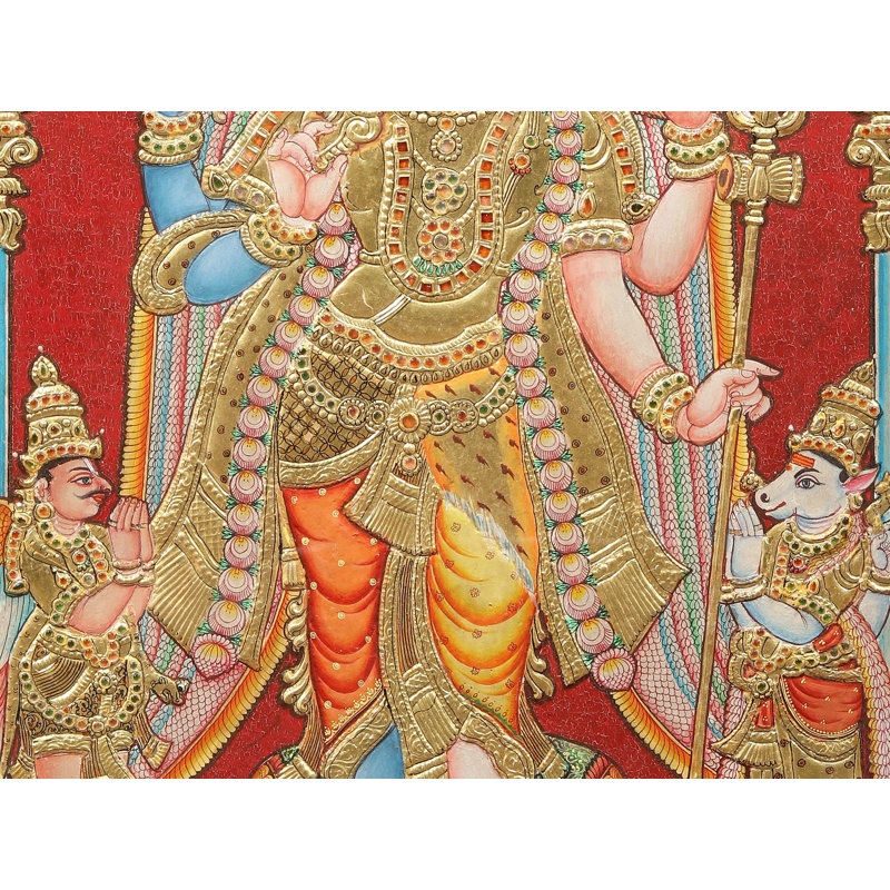 Peinture Hari-Hara Tanjore avec cadre en bois de teck