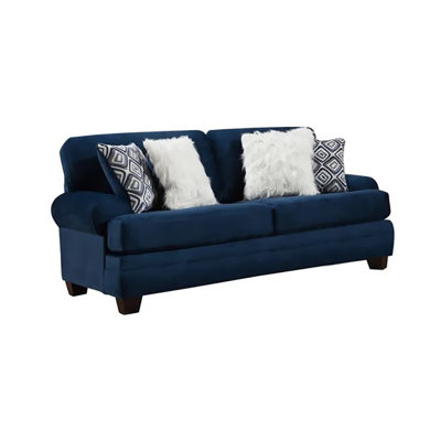 92.4" W Transitional Sofa, Navy