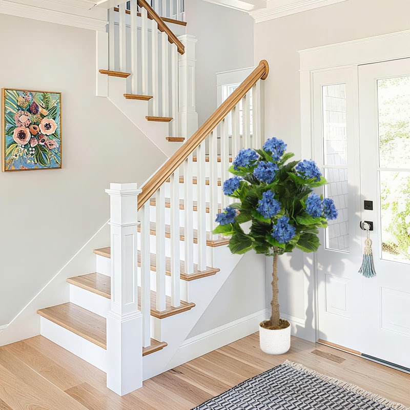 Hortensia artificiel 3 pi avec fleurs bleues, plante artificielle réaliste en pot pour la maison et le bureau