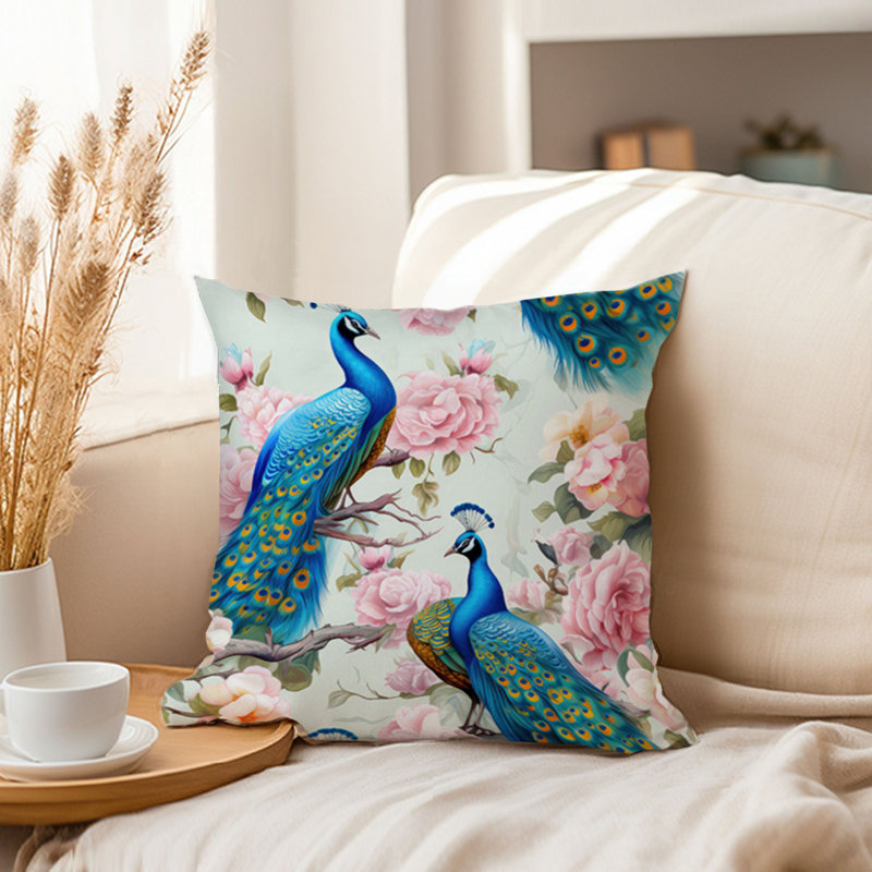 Animals William Morris Birds Damask Pattern I Cottage, 20"H x 20"W, Animals Peacock Pattern VII Modern