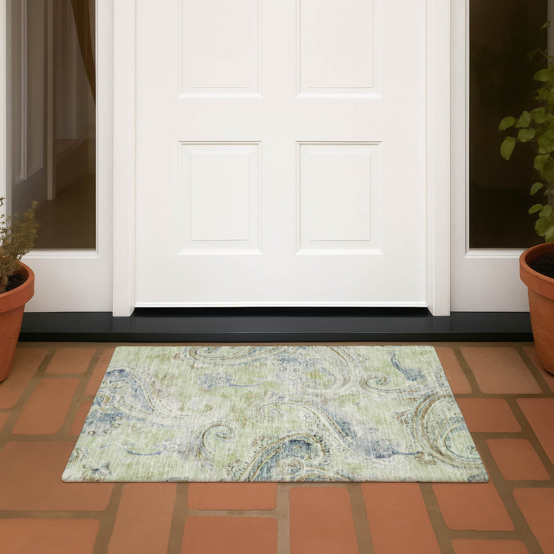 Machine Washable Indoor/Outdoor Chantille ACN2747 Paisley Rug, Aloe, 2'6" x 3'10"