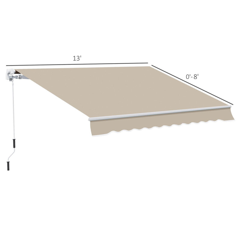 Auvent rétractable mural pour terrasse L 155,5 po x l 96,5 po, Beige / Blanc