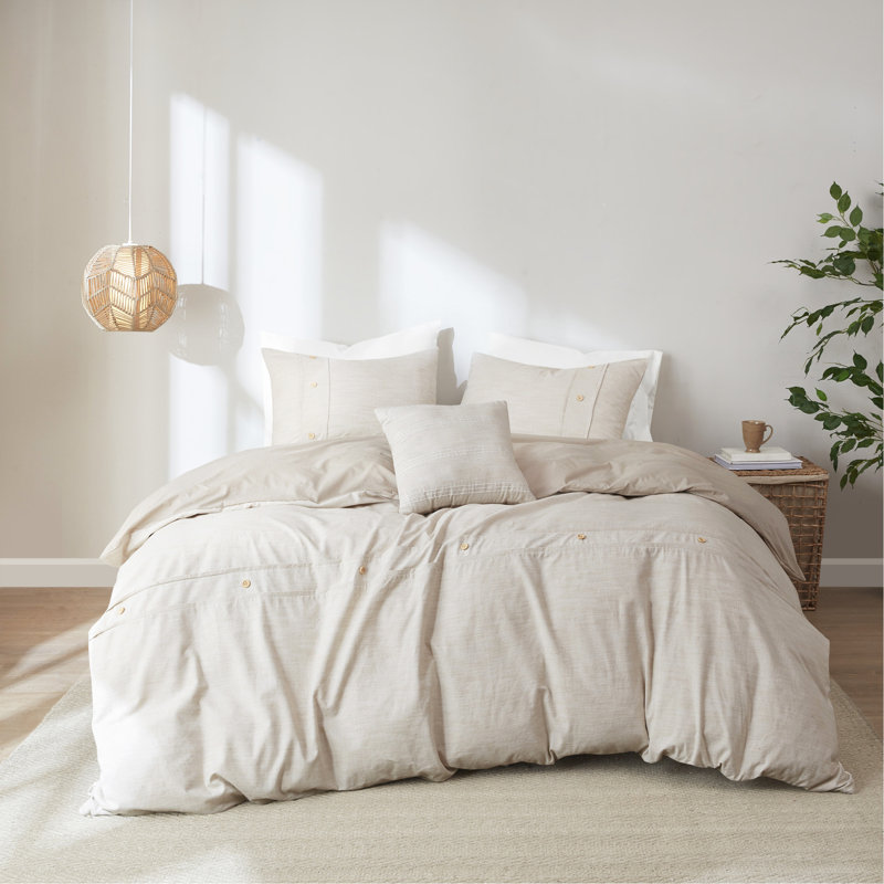 Ensemble d'édredon surdimensionné en coton biologique 5 pièces avec insert amovible naturel