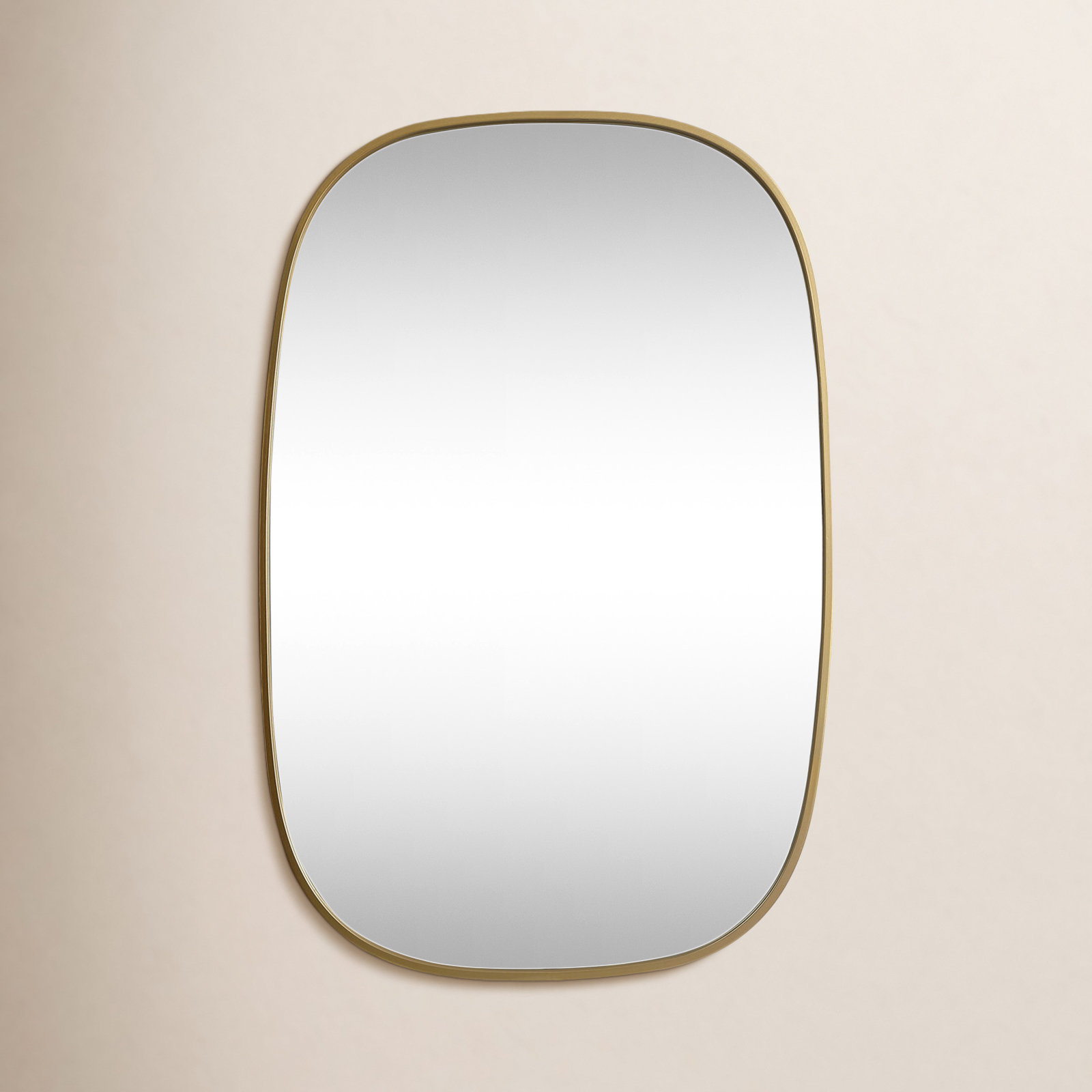 Sabine Metal Curved Oval Wall Mirror, 36" x 24", Brass