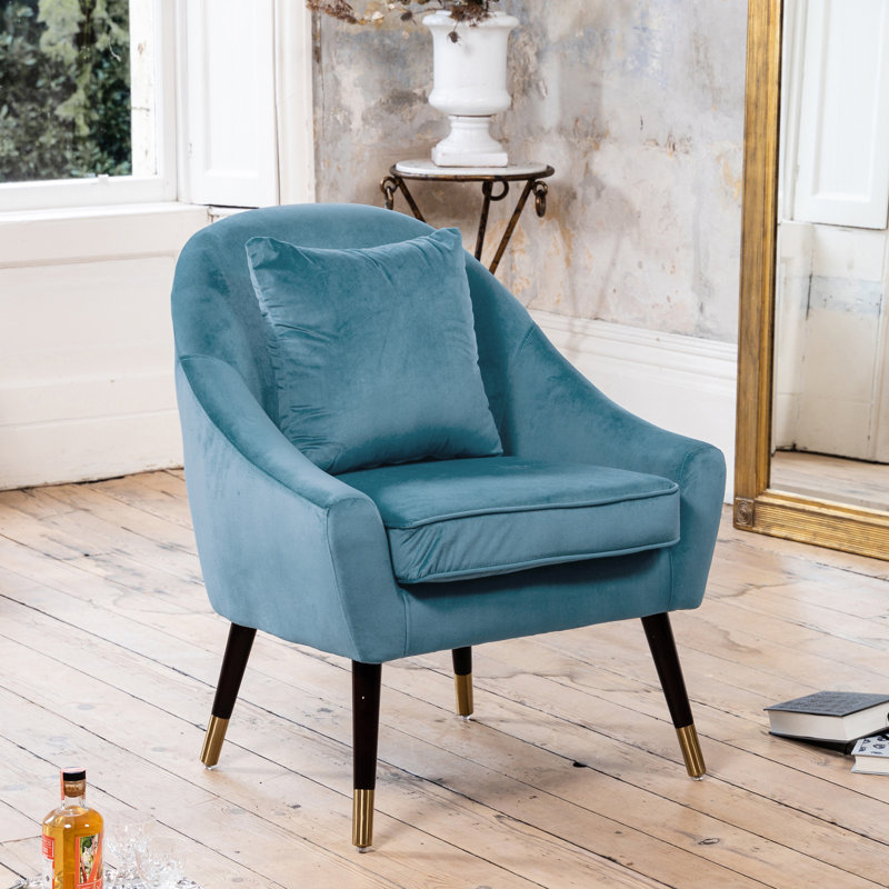Giddings Velvet Accent Chair, Light Blue